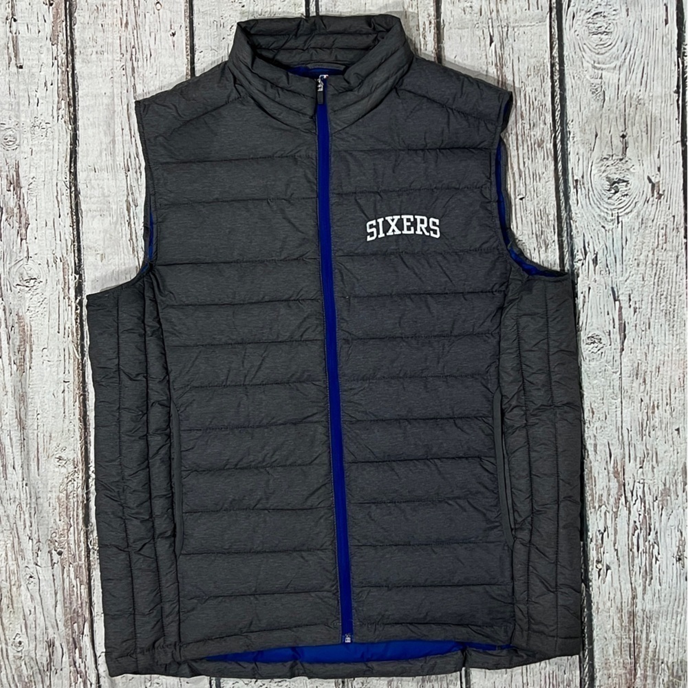 Philadelphia 76ers NBA Basketball Sports Puffer Vest Coat Jacket Mens